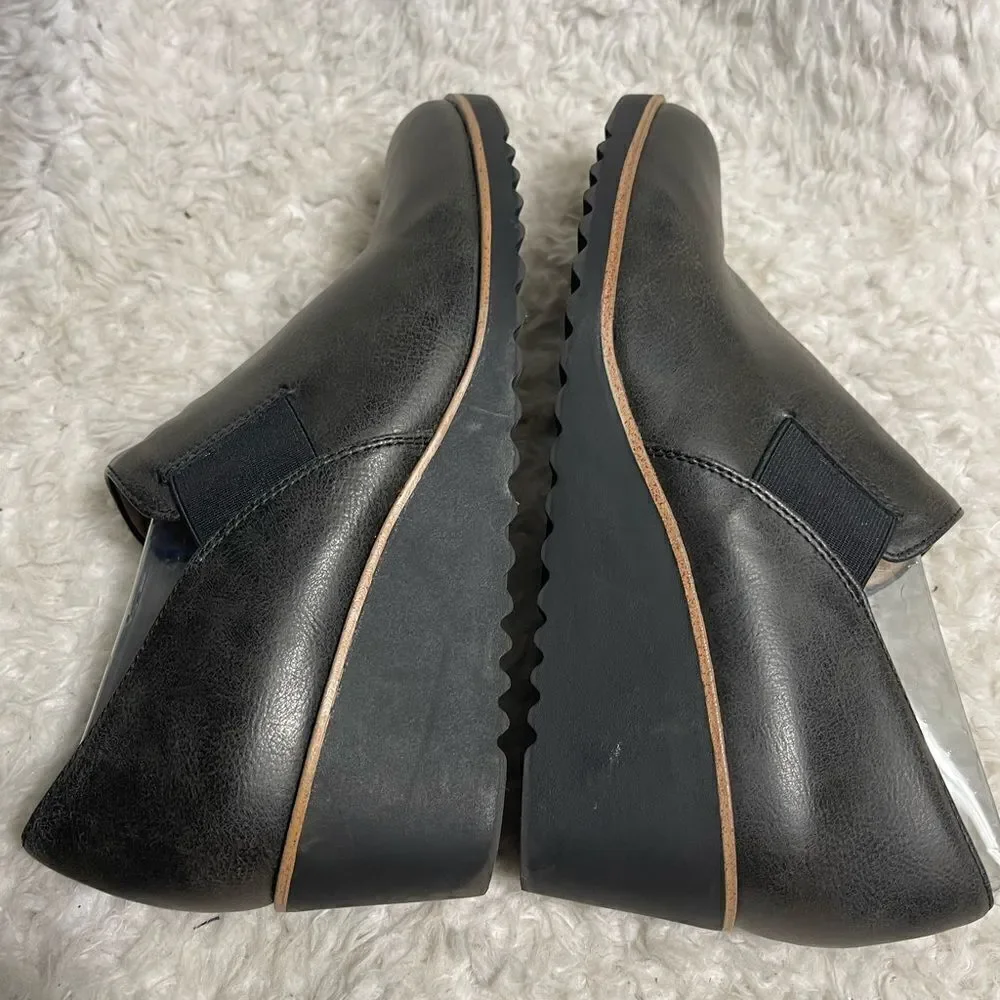Life Stride Zora Wedge Slip On Shoes Gray/Brown Faux Leather SZ9.5M
